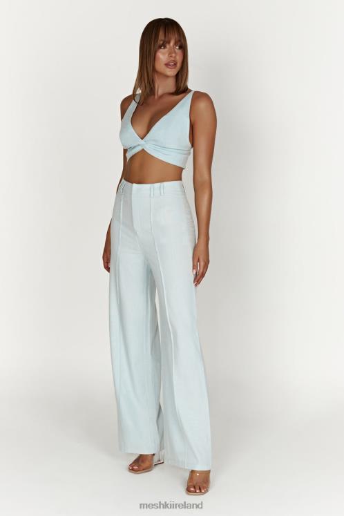 Meshki Kaesha Twist Linen Top Clothing Powder Blue 6DX221002