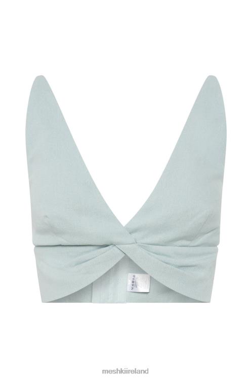 Meshki Kaesha Twist Linen Top Clothing Powder Blue 6DX221002