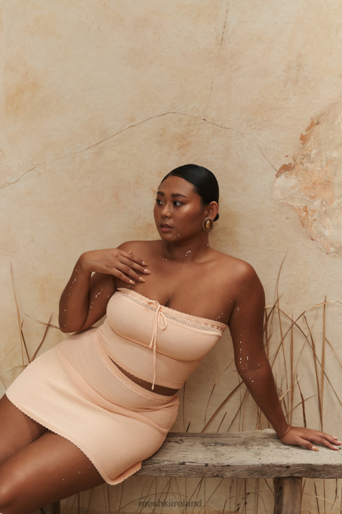 Meshki Kyra Waffle Knit Tube Top Clothing Apricot 6DX22765