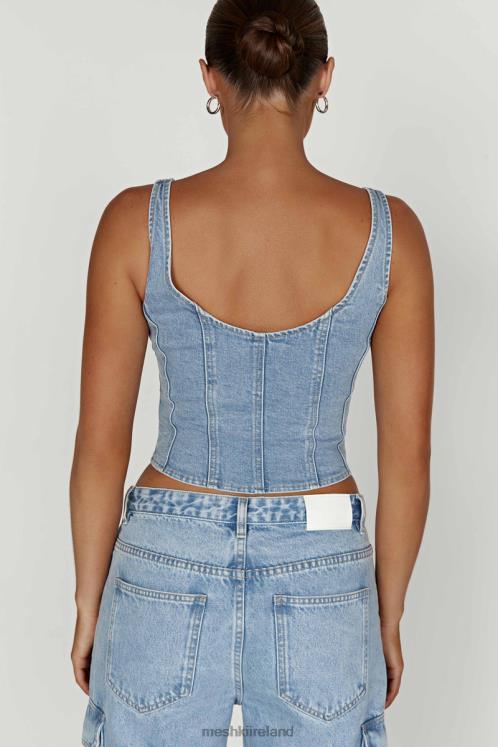 Meshki Leilani Corset Denim Top Clothing Mid Blue 6DX22761