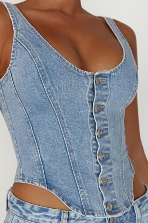 Meshki Leilani Corset Denim Top Clothing Mid Blue 6DX22761