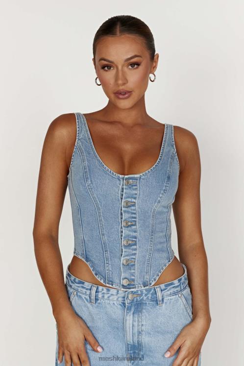 Meshki Leilani Corset Denim Top Clothing Mid Blue 6DX22761