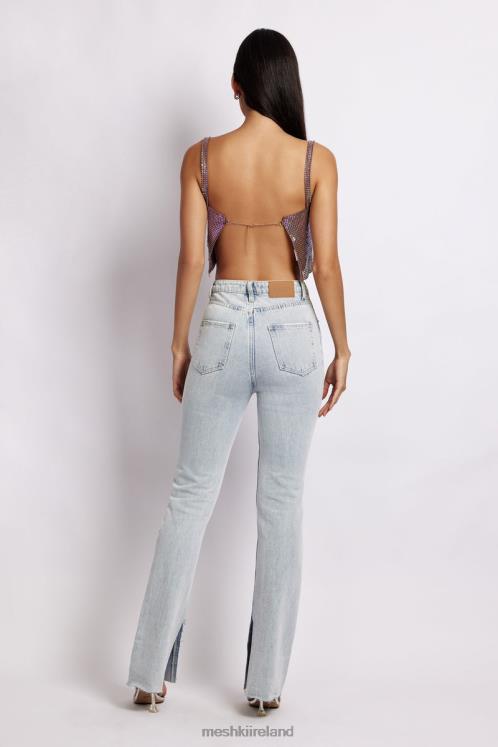 Meshki Lianne Glow Mesh Bandeau Top Clothing Iridescent Purple 6DX22989