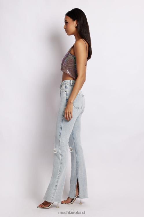 Meshki Lianne Glow Mesh Bandeau Top Clothing Iridescent Purple 6DX22989