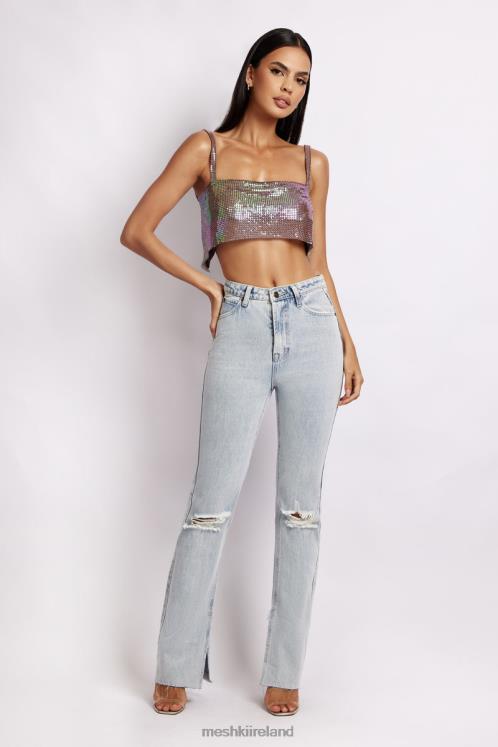 Meshki Lianne Glow Mesh Bandeau Top Clothing Iridescent Purple 6DX22989