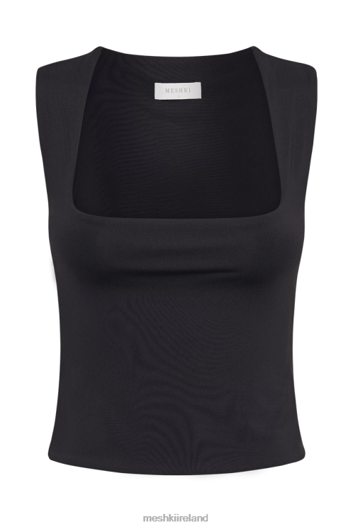 Meshki Linley Recycled Nylon Long Line Top Clothing Black 6DX221241