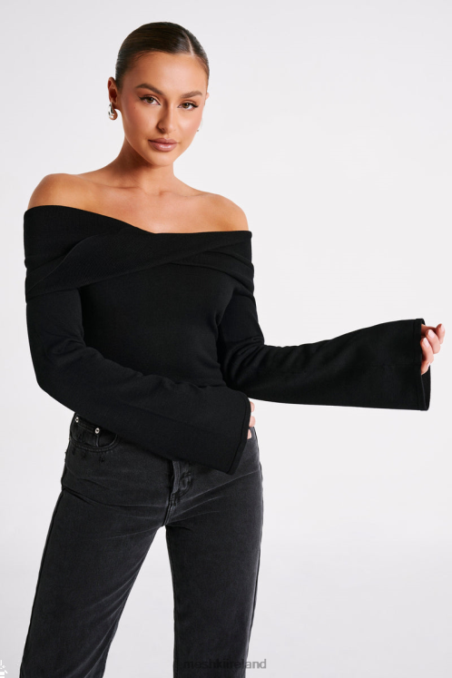 Meshki Marlisa Off Shoulder Twist Top Clothing Black 6DX22768