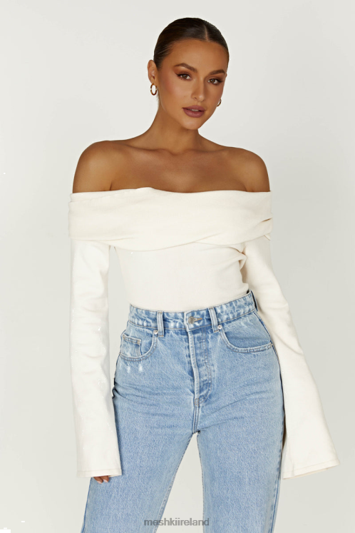 Meshki Marlisa Off Shoulder Twist Top Clothing Ivory 6DX22840