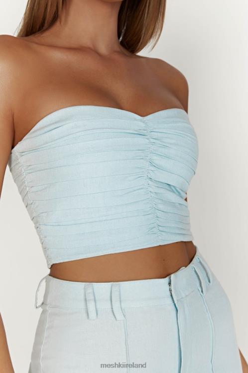 Meshki Mckenna Gathered Linen Top Clothing Powder Blue 6DX221044