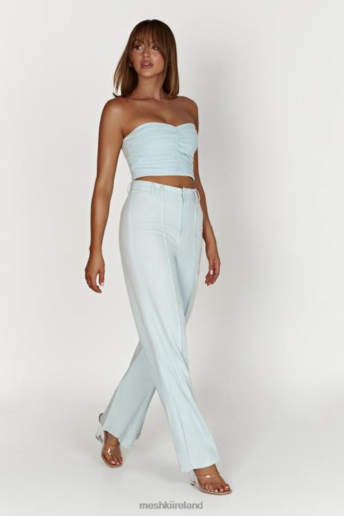 Meshki Mckenna Gathered Linen Top Clothing Powder Blue 6DX221044