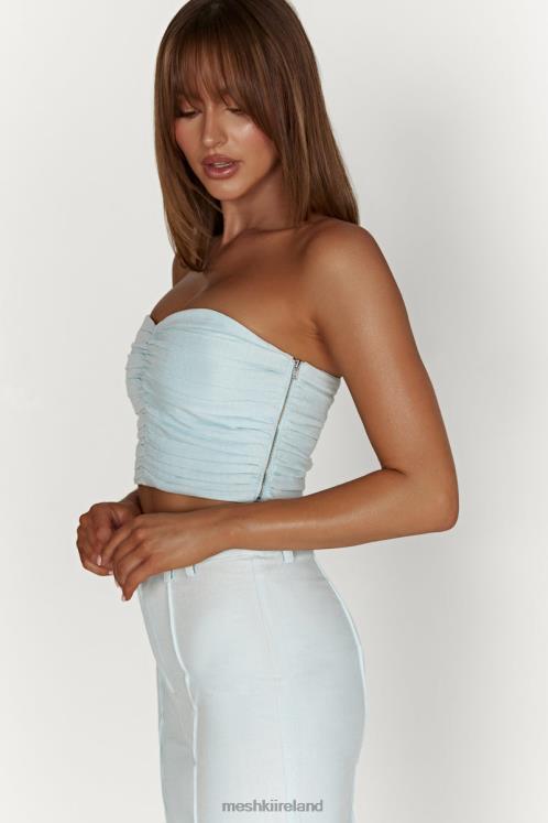 Meshki Mckenna Gathered Linen Top Clothing Powder Blue 6DX221044