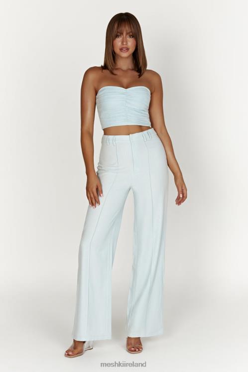 Meshki Mckenna Gathered Linen Top Clothing Powder Blue 6DX221044