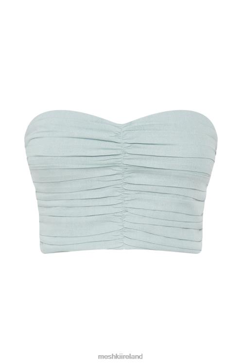 Meshki Mckenna Gathered Linen Top Clothing Powder Blue 6DX221044