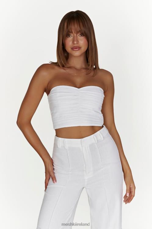 Meshki Mckenna Gathered Linen Top Clothing White 6DX221015