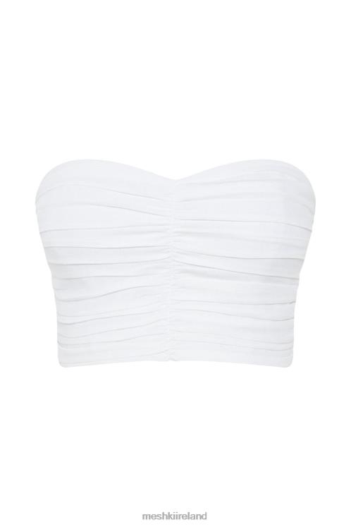 Meshki Mckenna Gathered Linen Top Clothing White 6DX221015