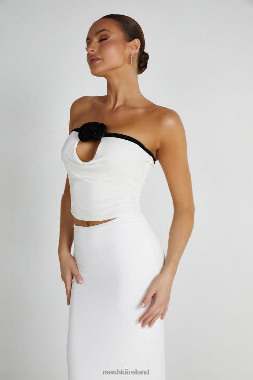 Meshki Megan Strapless Rose Top Clothing Black/White 6DX22798