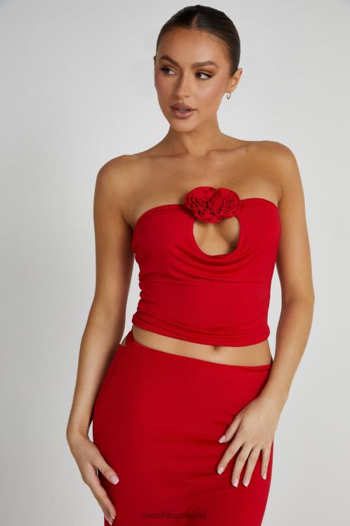 Meshki Megan Strapless Rose Top Clothing Red 6DX22791