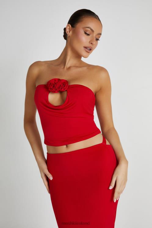 Meshki Megan Strapless Rose Top Clothing Red 6DX22791