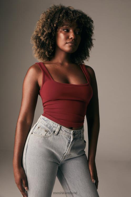 Meshki Meghan Square Neck Ribbed Top Clothing Cherry Chocolate 6DX22981