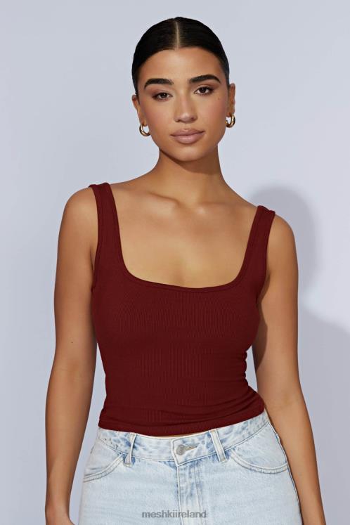Meshki Meghan Square Neck Ribbed Top Clothing Cherry Chocolate 6DX22981