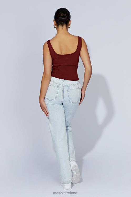 Meshki Meghan Square Neck Ribbed Top Clothing Cherry Chocolate 6DX22981