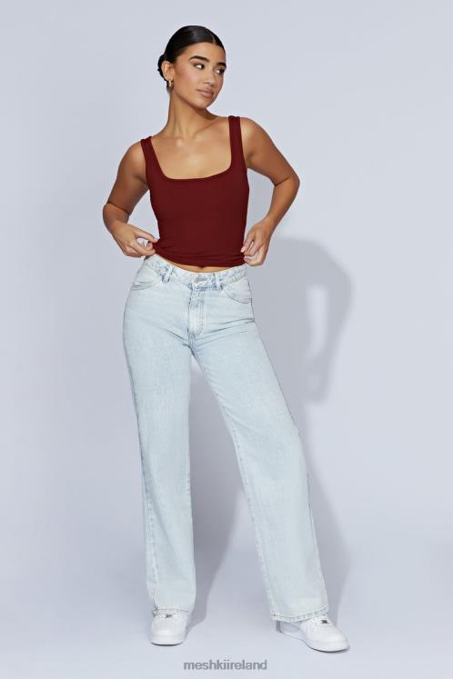 Meshki Meghan Square Neck Ribbed Top Clothing Cherry Chocolate 6DX22981