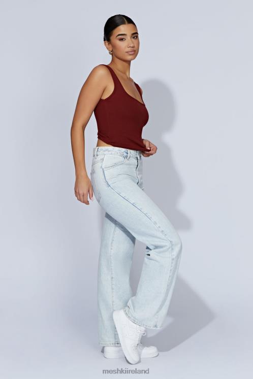 Meshki Meghan Square Neck Ribbed Top Clothing Cherry Chocolate 6DX22981