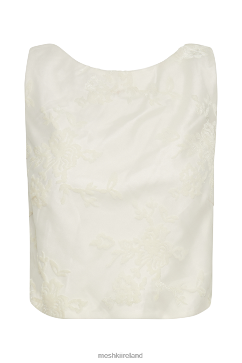 Meshki Mona Burnout Velvet Cowl Back Top Clothing White 6DX22841