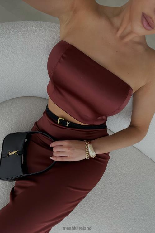 Meshki Monique Satin Tube Top Clothing Cherry Chocolate 6DX221056