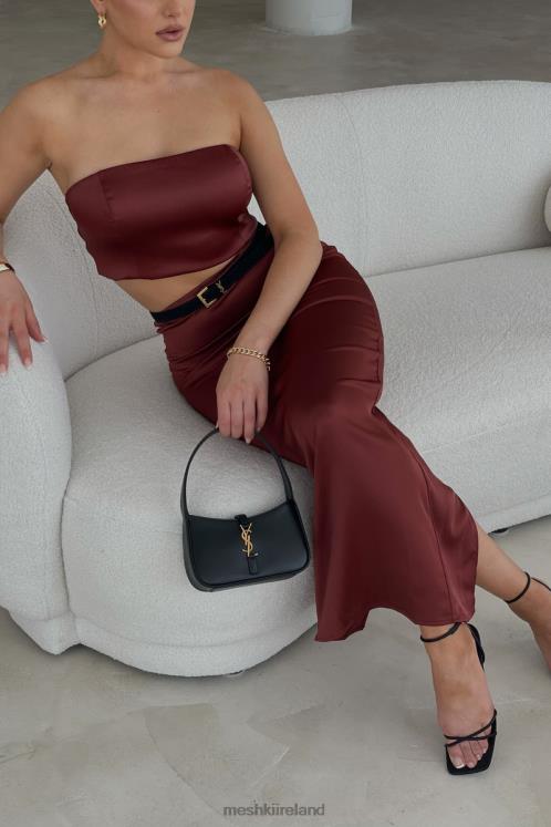 Meshki Monique Satin Tube Top Clothing Cherry Chocolate 6DX221056