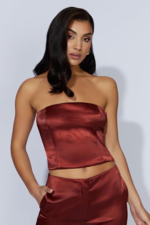 Meshki Monique Satin Tube Top Clothing Cherry Chocolate 6DX221056