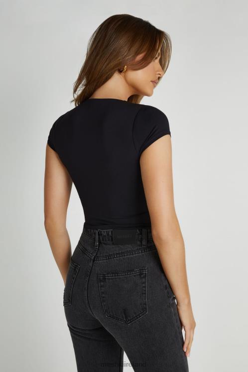 Meshki Olympia Recycled Nylon V Neck Top Clothing Black 6DX22797