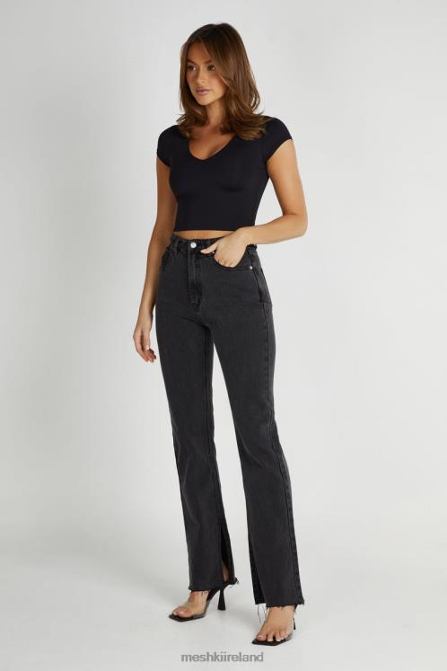 Meshki Olympia Recycled Nylon V Neck Top Clothing Black 6DX22797