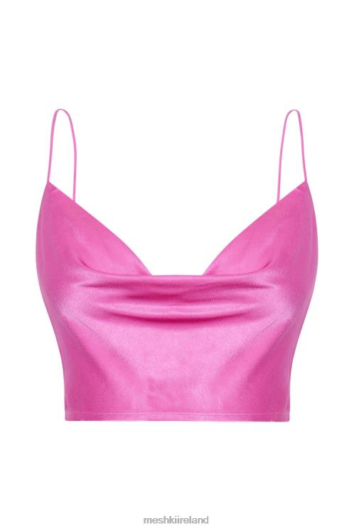 Meshki Poppy Satin Cowl Neck Top Clothing Pink 6DX221013