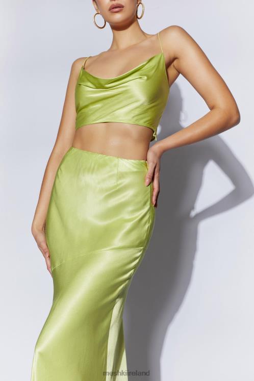 Meshki Poppy Satin Cowl Neck Top Clothing Pistachio Green 6DX221029