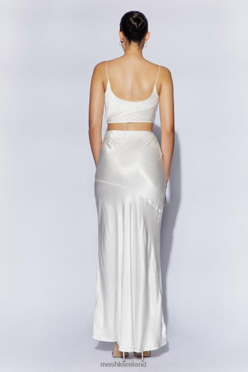 Meshki Poppy Satin Cowl Neck Top Clothing White 6DX221032