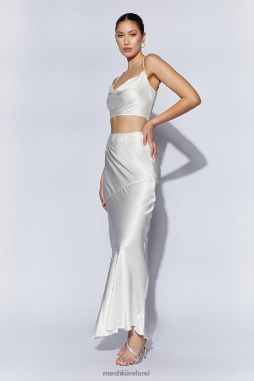 Meshki Poppy Satin Cowl Neck Top Clothing White 6DX221032