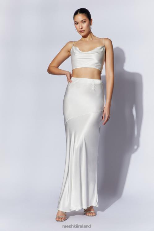 Meshki Poppy Satin Cowl Neck Top Clothing White 6DX221032