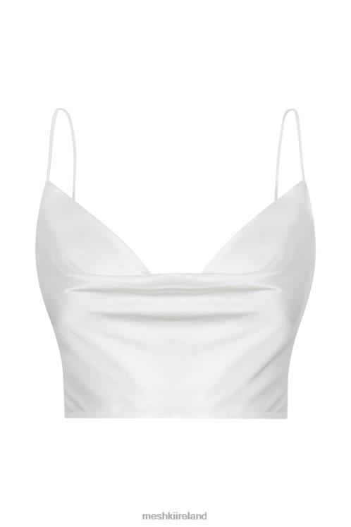 Meshki Poppy Satin Cowl Neck Top Clothing White 6DX221032