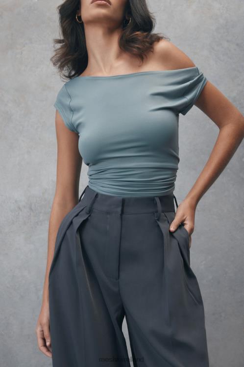 Meshki Reyna Recycled Nylon Longline Top Clothing Light Charcoal 6DX22849