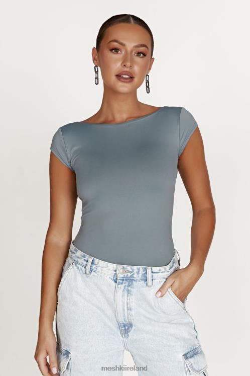 Meshki Reyna Recycled Nylon Longline Top Clothing Light Charcoal 6DX22849