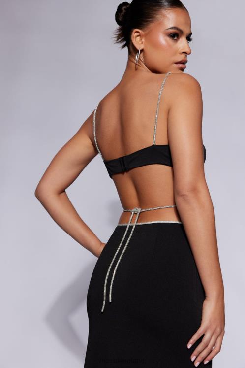 Meshki Sweeney Diamante Bralette Top Clothing Black 6DX221097