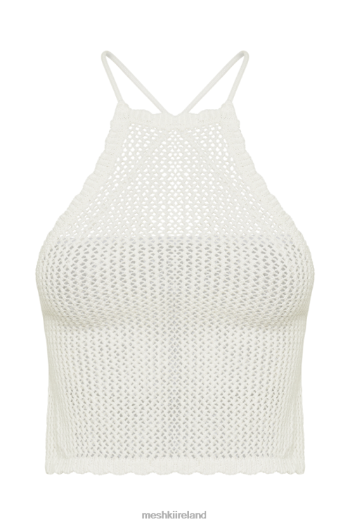 Meshki Sylvana Crochet Halter Top Clothing White 6DX22756