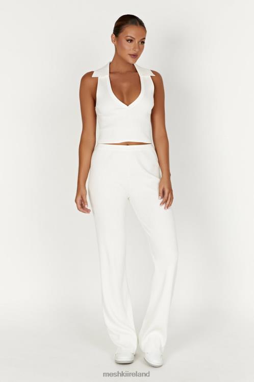 Meshki Viola Collared Knit Tank Top Clothing White 6DX22929