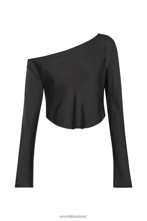 Meshki Violeta One Shoulder Satin Top Clothing Black 6DX22767