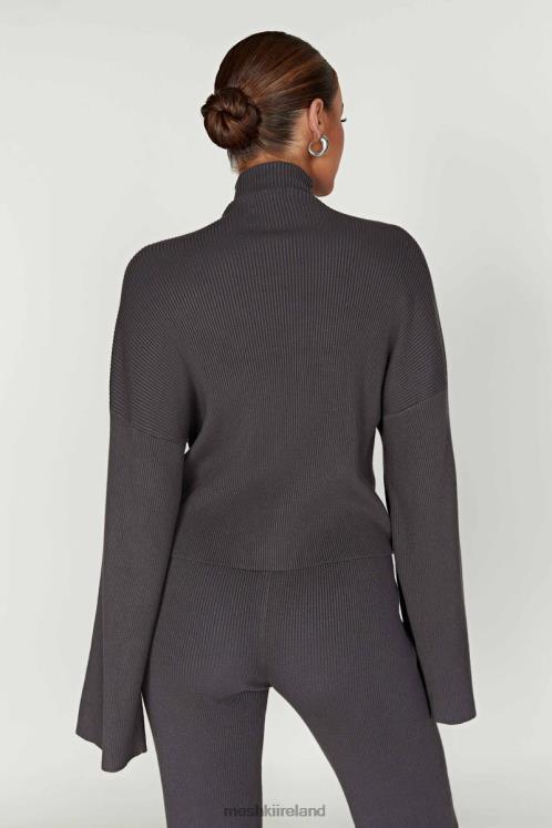 Meshki Winona Turtleneck Knit Top Clothing Charcoal 6DX22905