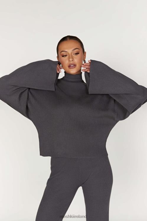 Meshki Winona Turtleneck Knit Top Clothing Charcoal 6DX22905