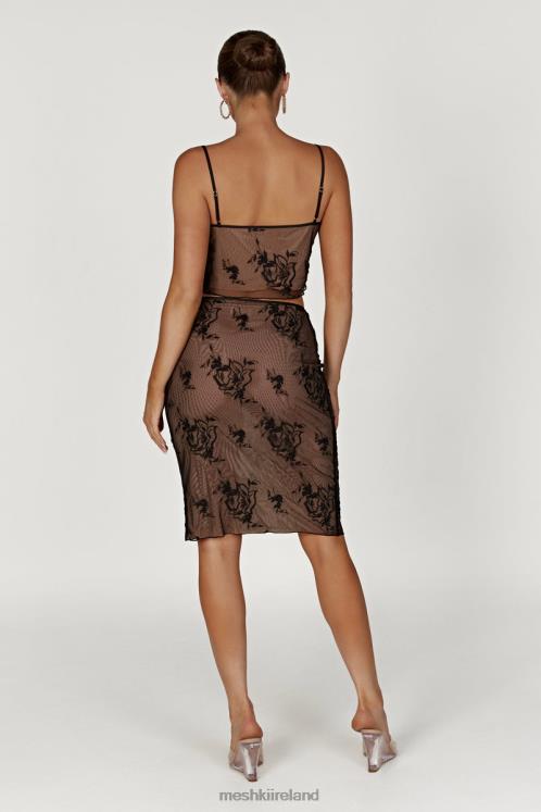 Meshki Xena Embroidered Mesh Cami Top Clothing Black 6DX22888