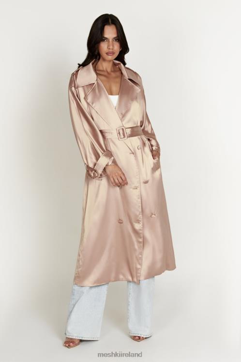 Meshki Azaela Satin Trench Coat Clothing Champagne 6DX221654