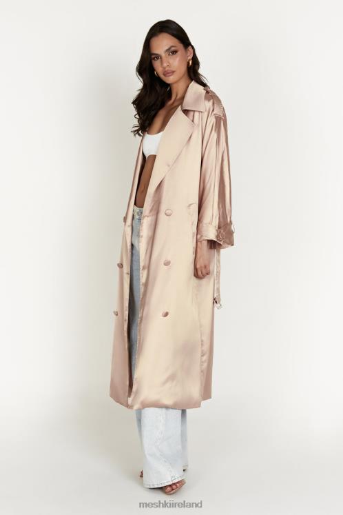 Meshki Azaela Satin Trench Coat Clothing Champagne 6DX221654